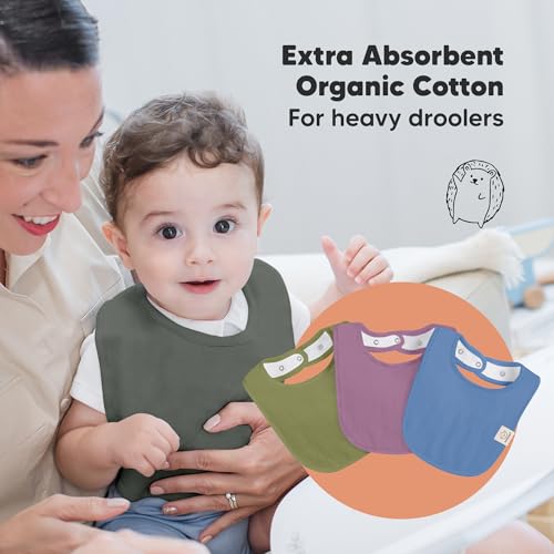 Image of 8-Pack Organic Baby Bibs for Boys, Girls - Soft Cotton Drooling and Teething Bibs for Baby Girl & Boy, Extra Absorbent, Easy to Clean & Put On for Toddler, Newborn, Infant 0-24 Months (Cruise)