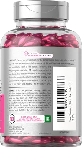 Horbäach CL7447 Hair Skin And Nails Vitamins | 300 Softgels | With Biotin And Collagen | Infused With Argan Oil And Coconut Oil | Non-Gmo, Gluten Free Supplement thumb #2