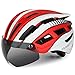 FUNWICT Casco Bici per Uomo Donna Adulti, Leggero Casco Bici da Corsa con Visiera Magnetici Staccabili e Luce LED, Regolabile Caschetto Bici 57-61 CM
