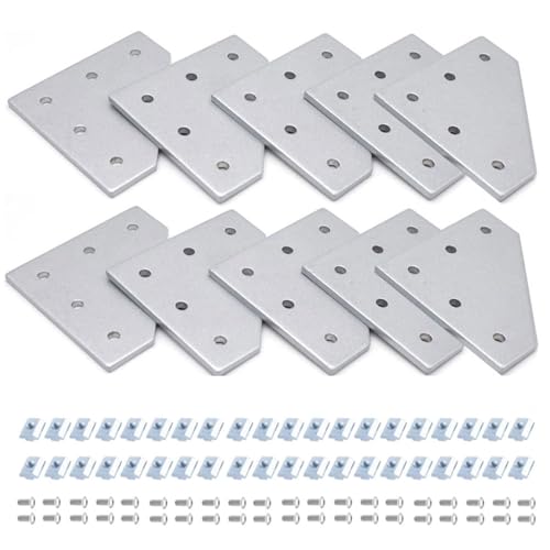 Image of 10pcs 4040 L Corner Bracket Joining Plate T Slotted Accessories 4040 Hardware Connector 4040 with T Nuts and Screws Silver