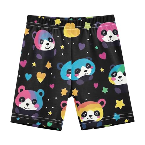 CHIFIGNO Girl's Bike Shorts Breathable Cartwheel Shorts Kids Under Dress Dance Short Cute Cartoon Panda Bears Black 4T