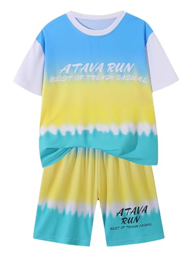 Kids Boys Piece Quick Dry Sports Set Print Short Sleeve Tshirts With Shorts Athletic Outfits