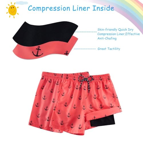 Image of Cozople Boys Swim Trunks Compression Liner Swim Shorts Quick Dry Bathing Suit with Boxer Brief Swimwear 2-20T