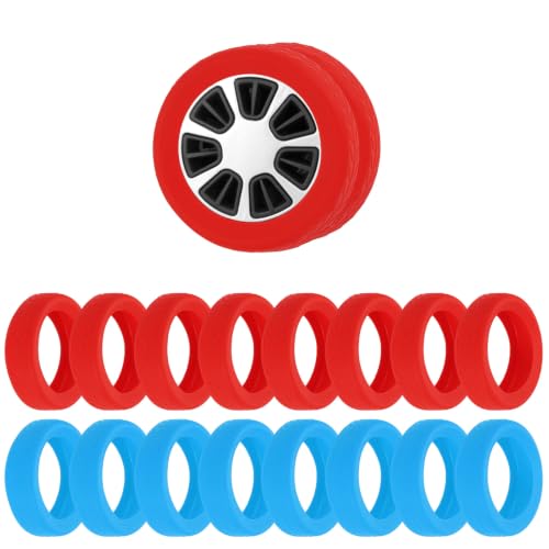 Image of 16 Pack Luggage Wheel Protection Cover, Wear Resistant Anti Noise Silicone Protector Cover for 2-3 inch Spinner Wheel for Suitcase Chairs Caster Travel, Red /Blue