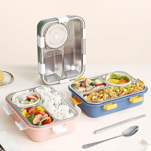 Image of 3-Compartment Stainless Steel Tiffin Box, Leak-Proof & BPA-Free Bento Box, Eco-Friendly, Durable Meal Prep Container for Kids & Adults, Ideal for School, Office, College, Travel (Purple)