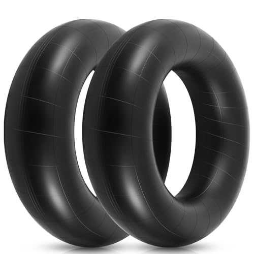 BBTO 2 Pcs 48 Inch Heavy Duty River & Snow Tube for Swim & Sledding, Rubber Inflatable Inner Tube for Floating Pool Closing Rafting Winter Ski Adults, Black