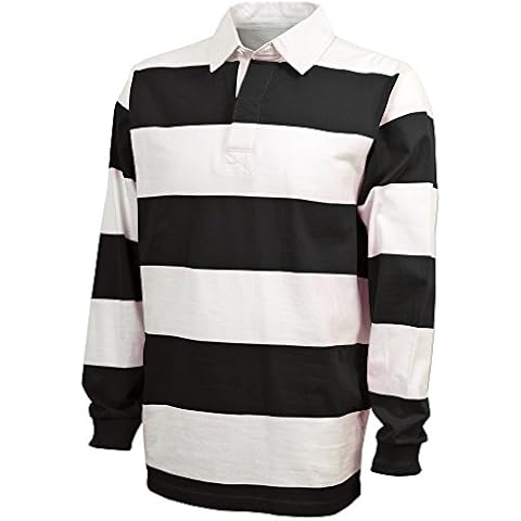 Charles River Apparel Men's Classic Rugby Shirt, Black/White, Large Cover