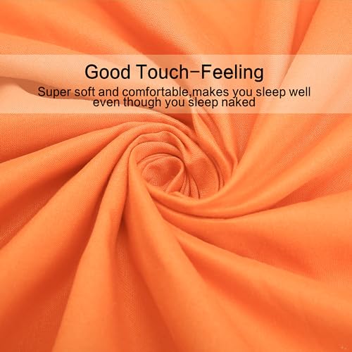 Image of 4 Piece Bed Sheet Set (Queen,Orange) 1 Flat Sheet,1 Fitted Sheet and 2 Pillow Cases,Brushed Microfiber Luxury Bedding with Deep Pockets