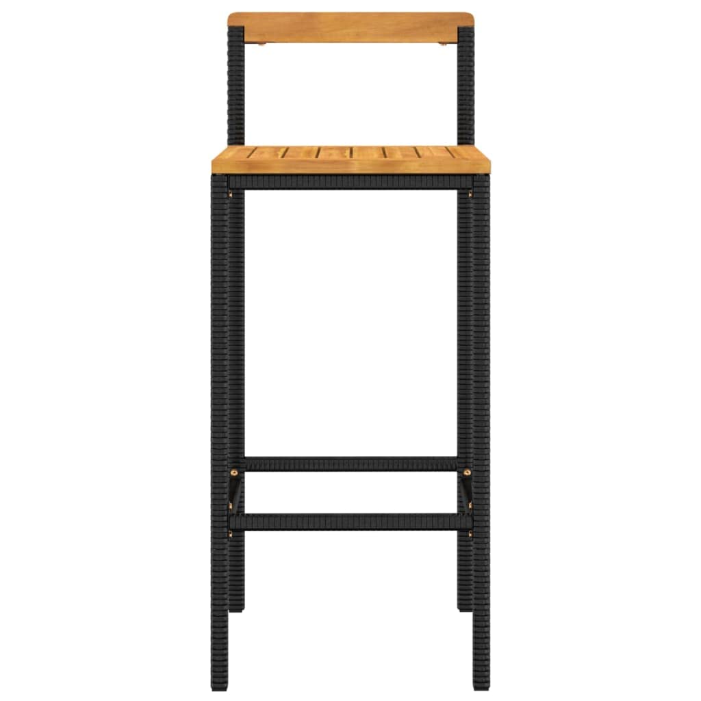 Stołki barowe 4 szt czarny polirattan lite drewno akacjowe hokery do kuchni i ogrodu odporne na warunki atmosferyczne siedzisko 78 cm rama stalowa łatwy montaż komfort siedzenia