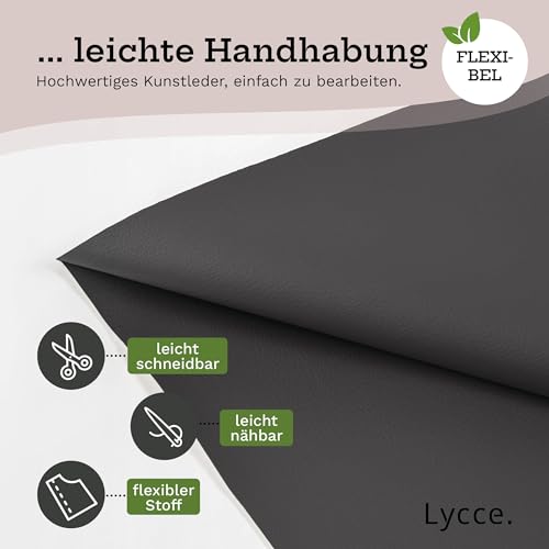 Lycce Kunstleder Meterware Restposten dunkelgrau laufende Meter x 140cm
