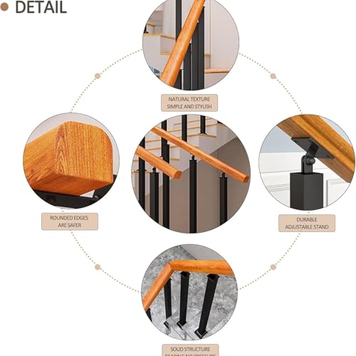 Rambarde d escalier extérieure en fer robuste imitation bois kit complet 90 cm