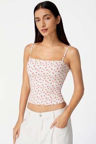 Image of QINSEN Women's Double Lined Basic Tank Top Adjustable Spaghetti Straps Sleeveless Camisole Shirts