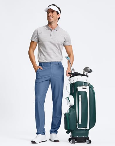 Image of Pudolla Men's Golf Pants 30 inch /32 inch /34 inch Comfy Stretch Dress Work Pants Lightweight Quick Dry Casual Slacks Trousers with Pockets