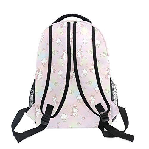 Sac à dos licorne noir grand format avec poches multiples et motif étoile arc-en-ciel