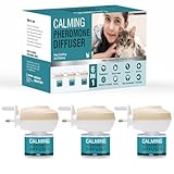 Cat Calming Diffuser 6 in 1 Multicat Calming Pheromones Diffusers Relief Stress Anxiety Fighting Scratching 90 Days Calm Relaxing Pheromone for Cats kit 48ml Refill Fits All Common Diffuser Plug In