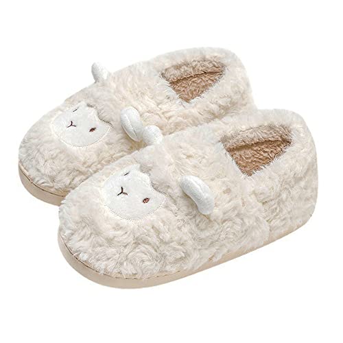 Pantoufles d'hiver chaudes en peluche JadeRich style mouton pour femme