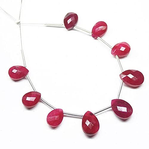 Rubis rouge perles facettées briolette en goutte de 10-12mm pour la création de bijoux précieux DIY