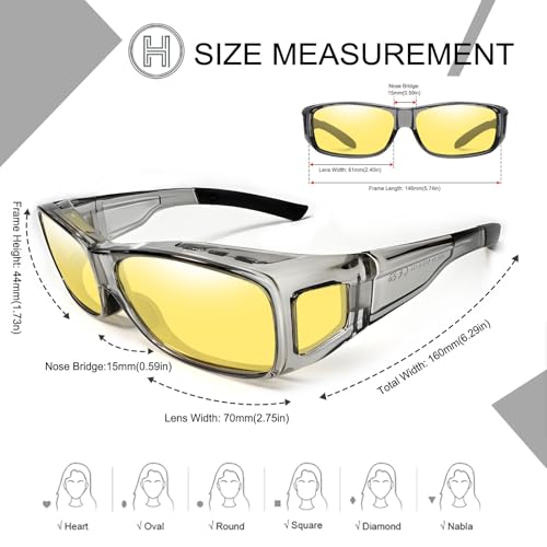 Image of HAOLOTA Night Vision Driving Over Glasses, Polarized Nighttime Glasses Men Women Anti Glare Yellow Tinted Lens