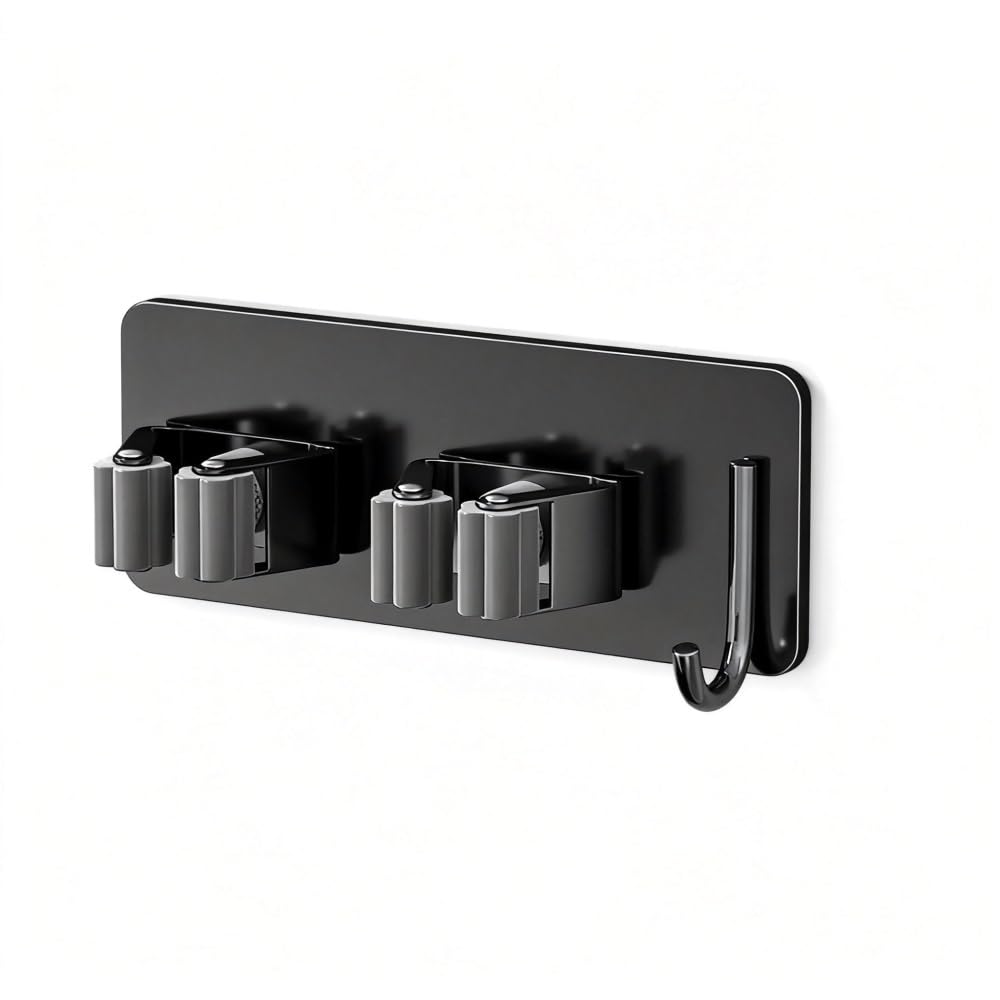 NVISRHDP Stainless Steel Mop Broom Rack Wall-Mounted
