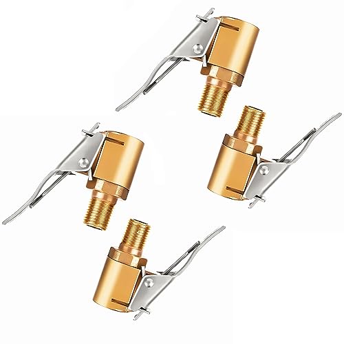 YUEMING 4 Piezas Boquillas Inflado Neumático Abrazadera Válvula, Conector Válvula Neumático Bomba de Automóvil Boquilla de Clip de Cabeza de Conversión Rápida para Válvula Neumático Coche