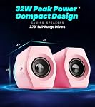 Edifier G2000 RGB Gaming Speakers, 32W Peak Power, Compact Design for PC/PS4/Desktop, Bluetooth 5.1, 3.5mm AUX, Game/Movie/Music Modes, 12 RGB Lighting Effects - Pink