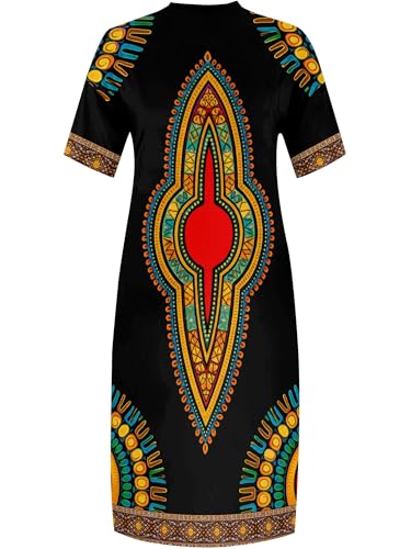 Image of SUZONANA Plus Size Dresses for Curvy Women African Print American Dress Summer Outfits Casual Loose with Pocket