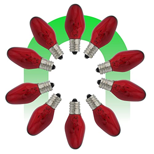 120V 15W Red Night Light Colored Bulbs for Scentsy Warmer Nightlight by Lumenivo â€“ 15 Watt Wax Melter Bulbs â€“ Red Christmas Light Bulbs â€“ Himalayan Salt Lamps, Wax Burners, & Plug-Ins - 10 Bulbs