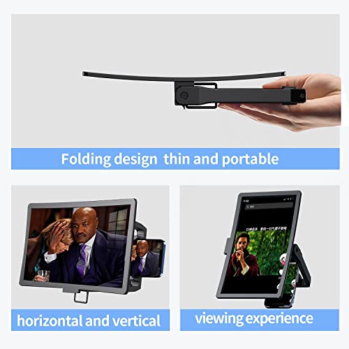 New 12" Curved Smartphone Screen Magnifier, 3D Hand-held Phone Magnifier Screen for Gaming, Browsing TikTok, and Videos, Foldable Screen Magnifier for Cell Phone (Black) by U-Neat - Image 3