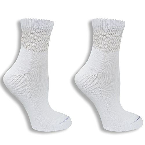 Dr. Scholl's Women's 2 Pair Pack Diabetes Circulatory Ankle Socks In Extended Sizes, White, 10-13 Sock size/8-12 Shoe size