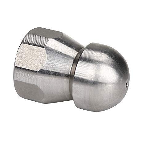 Tool Daily Stainless Steel Fixed Sewer Jet Nozzle, Button Nose 3/8'' Npt Female 4.0 Orifice, 4000 Psi (3/8 Inch) #TOP4
