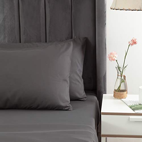 Py Home Bedding Set Sheets For King Size Bed Grey Ultra Soft 4 Pieces Hotel Pillowcase Microfiber Flat Sheet Luxury Fitted Sheet With 16" Deep Pockets #TOP6