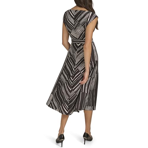 Image of Calvin Klein Women's Sleeveless V-Neck Belted A-Line Midi Dress