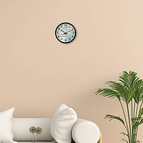 Image of Amazon Brand - Solimo Plastic Silent Movement 12-inch Designer Wall Clock (Black Frame, 30.48 x 30.48 x 5.02 cms /12 x 12 x 1.97 inches)