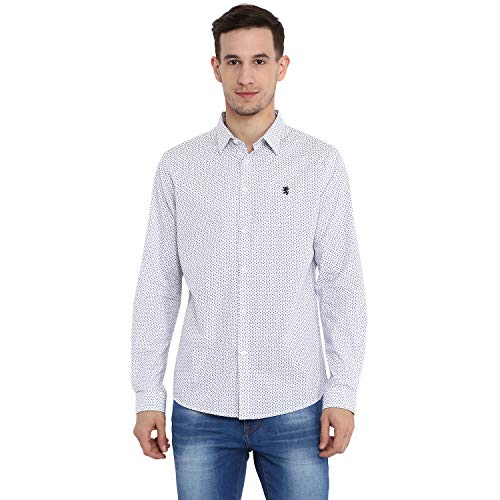 Red Tape Men’S Printed Regular Fit Casual Shirt (Rsf9045_White 2Xl)