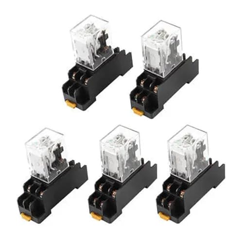 Relé de potencia DPDT 12V de 8 pines con base para carril y piloto luminoso LED verde de control