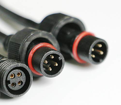 Gimax 10 sets Black 4 pins X 0.5mm2(about 20AWG) Male + Female LED Strip cable Connector Wire Waterproof Plug Cord accessories 40cm 4P
