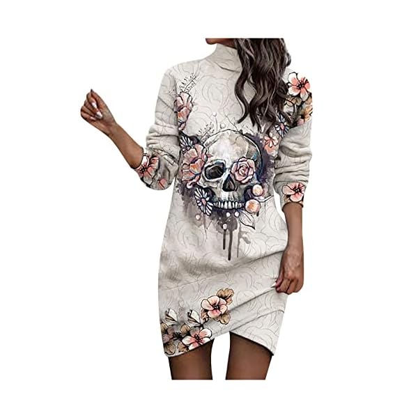 Geschenke Für Frauen Strickkleid Damen, Damen Casual Kleid V-Ausschnitt Einfarbig Patchwork Langarm Kleid, Satinkleid…
