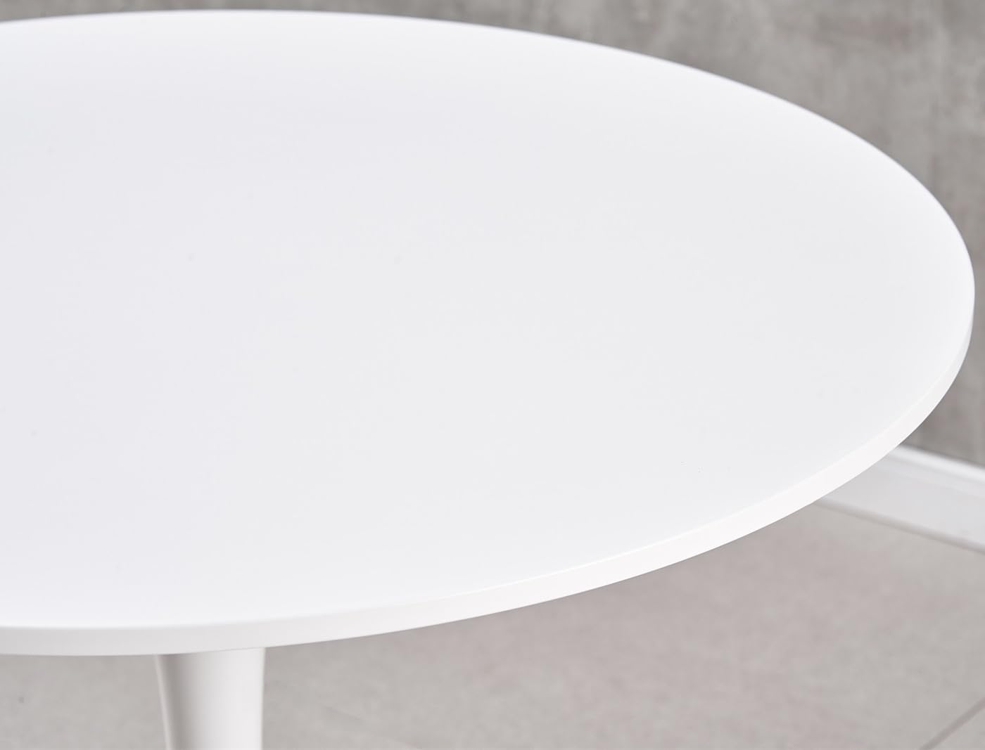 80cm Round Tulip Dining Table - Pedestal with Metal Base, Space Saving Small Kitchen & Cafe for 2-4 People (White)