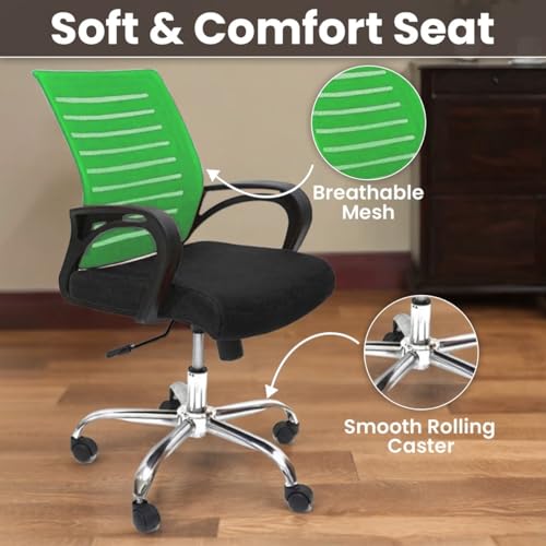 Image of Ngfc Office Chair for Home with Back Support Arm Rest 360 Degree Rotating Office Chair with Tilt Lock Mechanism High Comfort Seating Ergonomic Chair for Home & Office (1, Green)