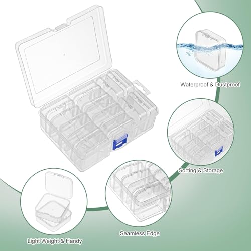 Image of squishy 15 Pcs Jewellery Organisers Box, Transparent Jewelry Storage Box, Earring Organizer Box for Women, Travel Jewelry Case for Rings, Beads, Small Parts, Dust-Proof Design