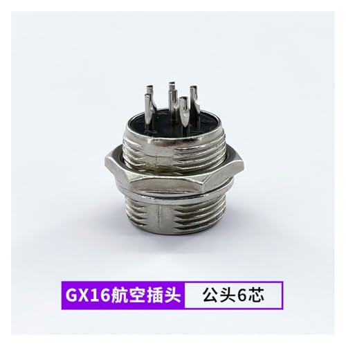 Conector aviación macho GX16-6core para cables de potencia miniatura 2