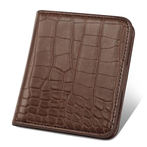 Image of Crocodile Wallets Women Small RFID Blocking Credit Card Holder | Luxury Alligator Faux Leather Thin Bifold Croc Womens Wallet Ladies Mini Purse with Coin Pocket, Coffee