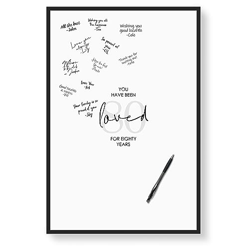 Karto 80th Birthday Signature Board for Party - Party Supplies, Guest Book, Signing Board, Or Card Alternative - Poster Size 11x17 (Unframed) - Loved