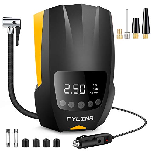 FYLINA Auto Air Compressor Tire Inflator, 12V DC Portable Air Compressor Pump, Auto