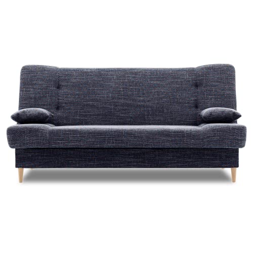 Klappcouch BIBBI 200x96 mit schlaffunktion - Klassisch Design - Holzfüße - Auswahl an Farben - Kleines Sofa (LAWA 14)