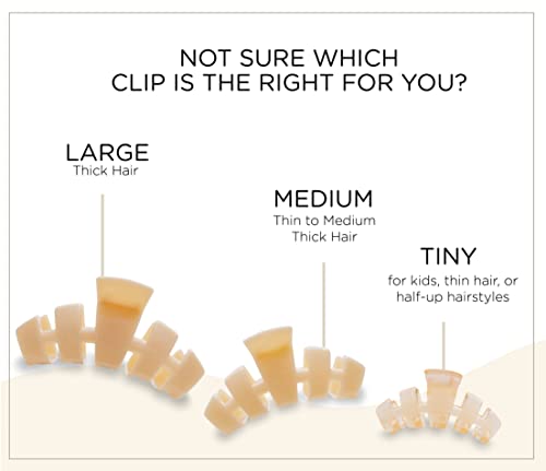 Teleties - Large Hair Clip - Strong Grip, Bendable Teeth, Comfortable Curved Design - Ideal For Thick Hair - For All Hair Textures - Almond Beige #TOP5