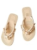 MakeMeChic Women's Seashell Starfish Summer Beach Shoes Open Toe Boho Flip Flops Flat Sandals Beige 8.5