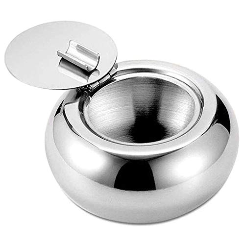 Cendrier de Cigarette en Acier Inoxydable avec Couvercle sans Fumée Anti Odeur,Coupe-Vent Cigarette cendrier Fumeurs Cendres de Bureau Plateau de Cendres Cover