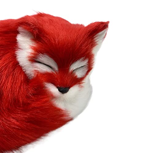 Dzyuzk Simulation Fox Toy Children's Simulation Fox Cute Realistic Sleep Fox Plush Doll Red Fox Plush Toy (Red) #TOP1