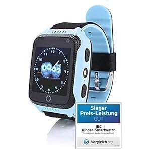 JBC Telefon Uhr für Kinder mit GPS und SOS Alarm mit sicherem Deutschen Server SOS Notruf + Telefonfunktion Anleitung+Uhr+App+Support (Blau)